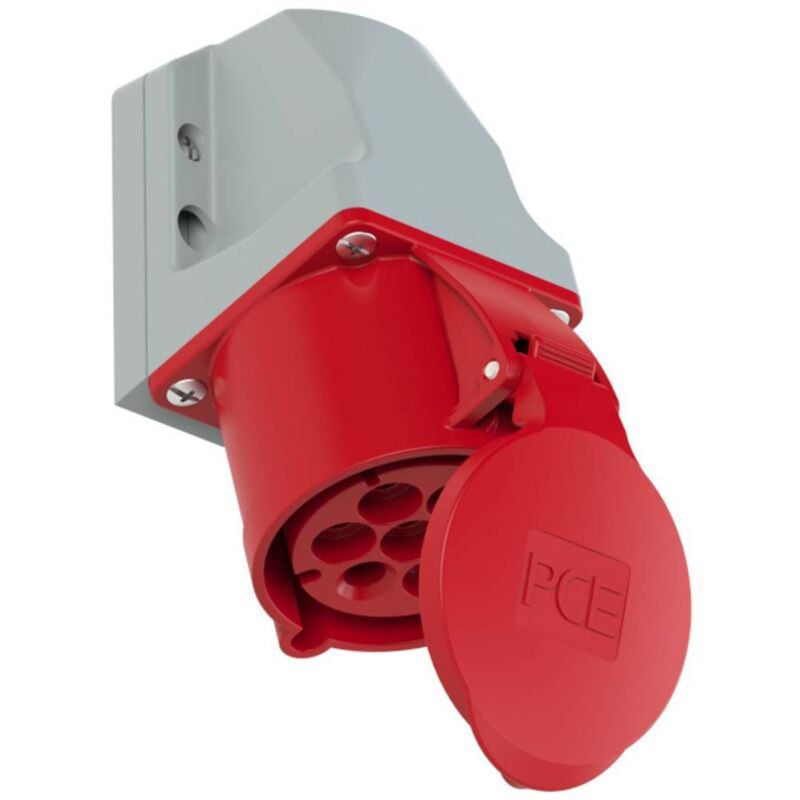 Prise murale femelle cee 32 a 7 pôles PCE 127-6v 400 v rouge, gris 1 pc(s)