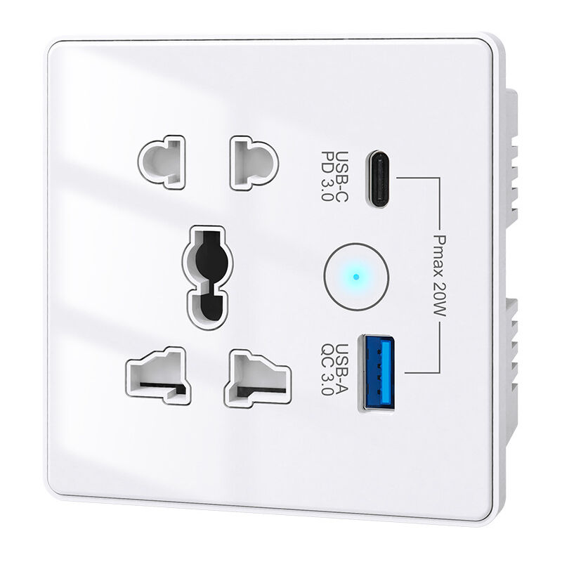 Aiperq - Prise murale intelligente (5 prises + 2 ports usb) compatible avec Alexa, application et commande vocale, compatible avec les prises