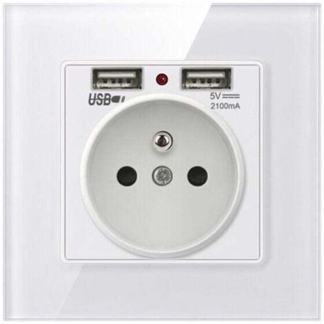 Prise Murale, Prise Electrique Murale avec Double USB - Chargeur pour iPhone/Android（1 pcs）