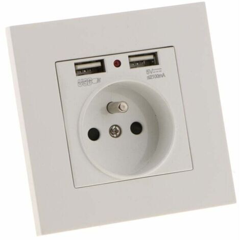 Prise murale Sharplace, prise murale, double USB 5V/2100mA, prise USB 2 ports pratique et facile à gérer