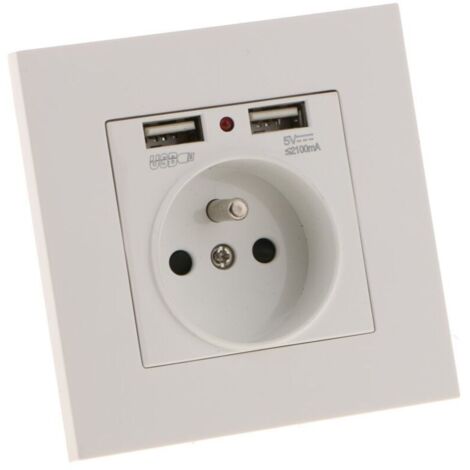 Prise murale Sharplace, prise murale, double USB 5V/2100mA, prise USB 2 ports pratique et facile à gérer
