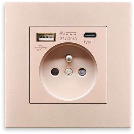 Prise murale USB Type C, port de charge, alimentation électrique domestique, prise standard UE AC 110-250 V 16 A (type 1)