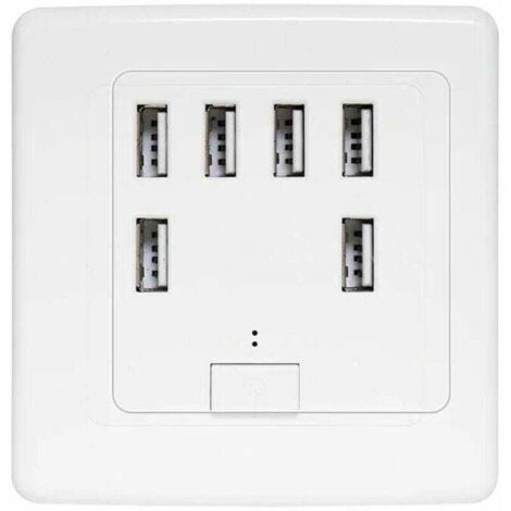 Prise murale USB universelle avec 6 ports intégrés, panneau de charge 220 V 4 A, compatible avec la charge rapide.