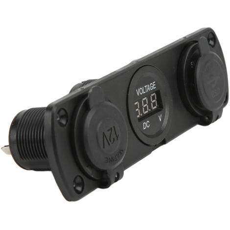 Prise Panneau 3 en 1 avec Double USB, Allume-Cigare et Voltmètre Numérique LED pour Camion Bateau Camping-Car
