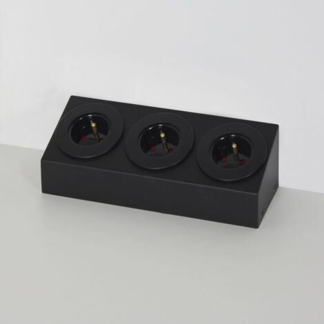 Prise plan de travail BARRY - Bloc 3 prises soft touch noir - noir