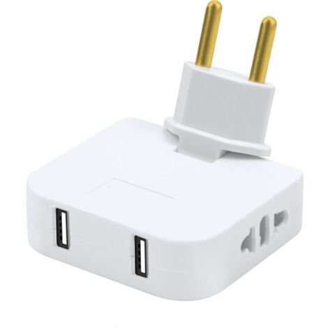 Prise Plate Derriere Meuble, avec 2 Prises de 220 V et 2 USB, Prise Plate avec Connexion Pivotante à 180, Adaptateur Européen et Américain