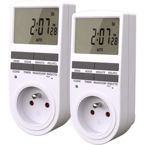 Prise Programmable Digitale avec Compte à rebours Minuterie Numérique Journalier/Hebdomadaire Programmateur Prise Electrique avec Ecran LCD et Mode Aléatoire Antivol (2 Pack)