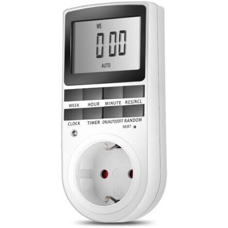 Prise Programmable Digitale, Maxcio Minuterie Numérique Hebdomadaire avec Ecran LCD, Minuterie Prise Electrique 12H/24H/7Jours, Économie d'Energie Pour L'électroménagers et L'éclairage (1 Pack)