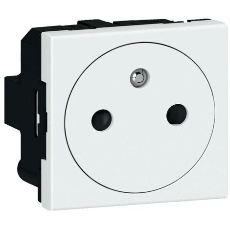 Legrand – Prise de courant Mosaic 2P+T à volet – Bornes automatiques pour installation rapide – 16A 250V – Blanc brillant – Usage intérieur