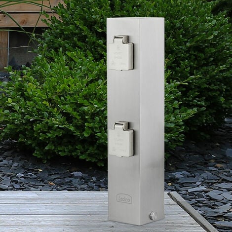 Prise colonne extérieure Prise de jardin à 2 compartiments pour  distributeur de colonne de puissance extérieur, acier inoxydable noir, LxH  12,5x22 cm