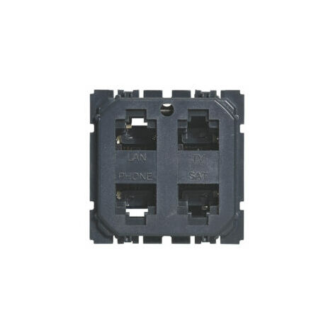 Prise quadruple RJ45 STP multimédia réseau Optimum - Céliane - Gris - 067394 - Legrand