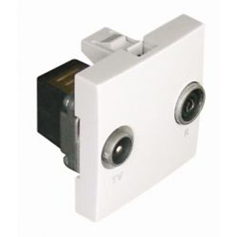 Prise R - TV - 2 modules pour goulotte - Couleur matériel - Blanc