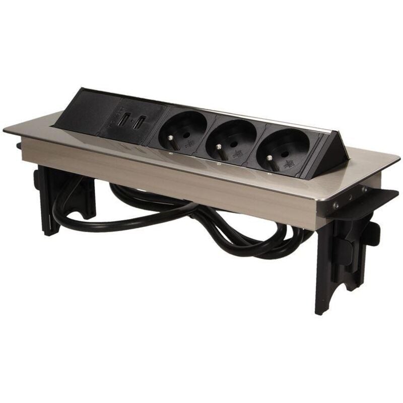 Bloc rectangulaire 3 prises + 2 prises usb - synercia