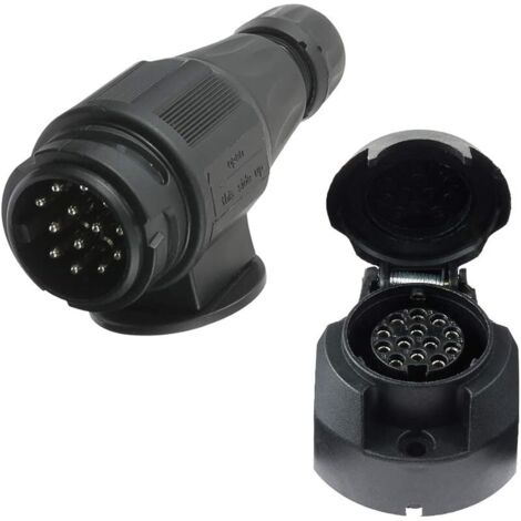 Prise Remorque 13 Broches 12V et Fiche Remorque 13 Broches, Prise Attelage 13 Broches Femelle Étanche Connecteur Prise Remorque Male Prise Électrique 13 Broches pour Camion RV ou Bateau