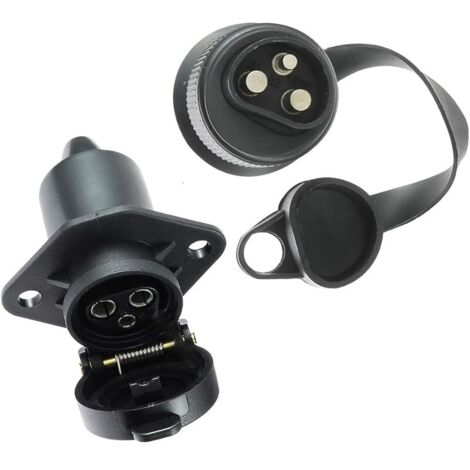 Prise Remorque 3 Broches et Fiche pour Remorque 12V, Prise Électrique 3 Broches Femelle Connecteur Prise Attelage Remorque Male 3 Broches Étanche pour Machines Agricoles, Camions, Bateaux
