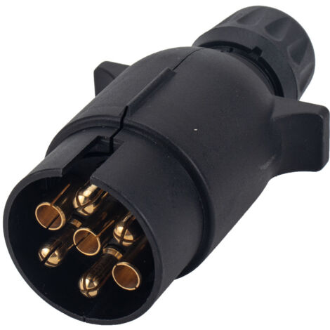 Prise Remorque 7 Broches, 12V Étanche Connecteur Prise Remorque 7 Broches Mâle, pour Caravane RV Voiture Bateau (Extrémité à Vis)