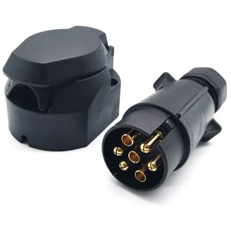 Prise Remorque 7 Broches Male Et Prise Remorque 7 Broches Femelle,12V Étanche adaptateur Prise pour Remorque 7 Broches fiche remorque 7 broches mâle pour Attelage Caravane,Porte-vélo