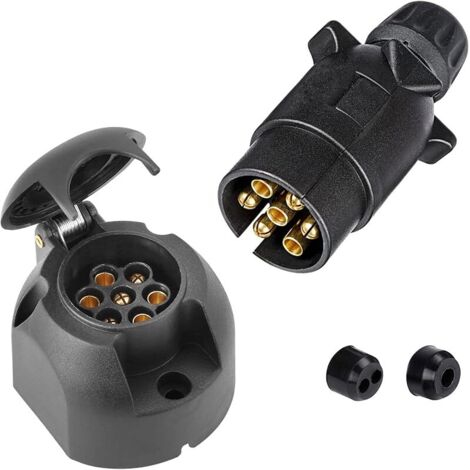 Prise Remorque 7 Broches Male Et Prise Remorque 7 Broches Femelle,12V Prise pour Remorque 7 Broches pour Attelage Voiture Bateau Remorque RV,Prise Remorque Male Femelle Étanche(SK0704)