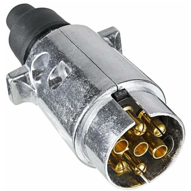 Prise Remorque en Métal 7 Broches, 12V Étanche Connecteur Prise Remorque en Métal 7 Broches Mâle, pour Caravane RV Voiture Bateau (Alliage