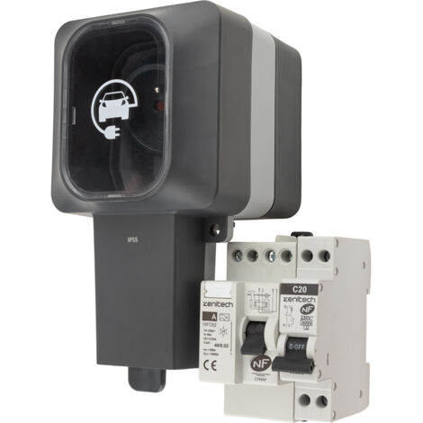 Prise renforcée Easy Charge 3,6 kW IP55 + interrupteur différentiel + disjoncteur - Protec