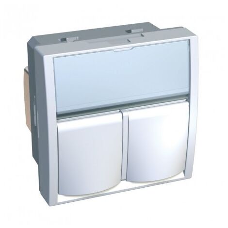 Prise réseau 2XRJ45 CAT6 UTP double blanc polaire format 45X45mm 2M sans support ni plaque S-ONE ALTIRA SCHNEIDER ALB44326N