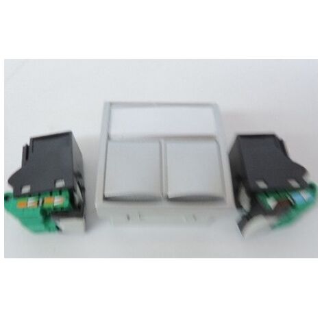 Prise reseau double 2x RJ45 CAT5E UTP alu format 45x45mm ALTIRA SCHNEIDER ELECTRIC ALB46325N