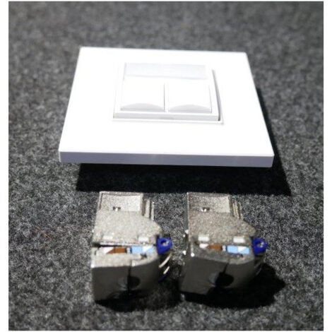Prise réseau double 2xRJ45 Cat 6 10 Giga FTP blanche polaire complet avec support et plaque S-ONE Altira SCHNEIDER