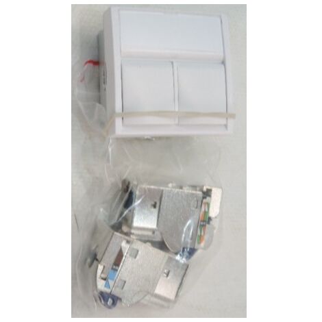 Prise réseau double 2XRJ45 Cat6 10 Giga FTP blanche polaire format 45X45mm S-ONE Altira SCHNEIDER ELECTRIC ALB44337N