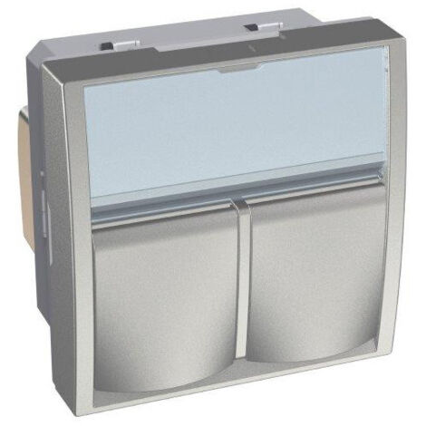 Prise reseau double RJ45 Cat6 UTP couleur aluminium 45x45mm S-one ALTIRA