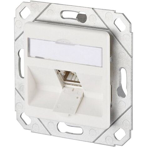 Prise réseau encastré insert avec plaque centrale CAT 6a 1 port Metz Connect 130B12D11102-E blanc pur R01197