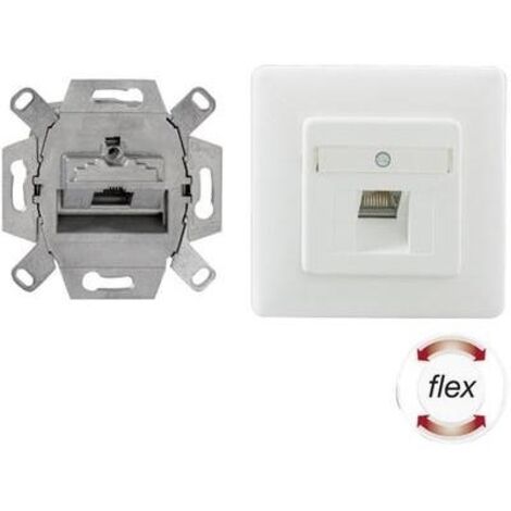 PRISE RÉSEAU ENCASTRÉ INSERT AVEC PLAQUE CENTRALE ET CHÂSSIS CAT 6A 1 PO RUTENBECK 136112030