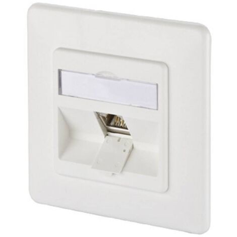 Prise réseau encastré insert avec plaque centrale et châssis CAT 6a 1 port Metz Connect 1309111002-E blanc pur R68390