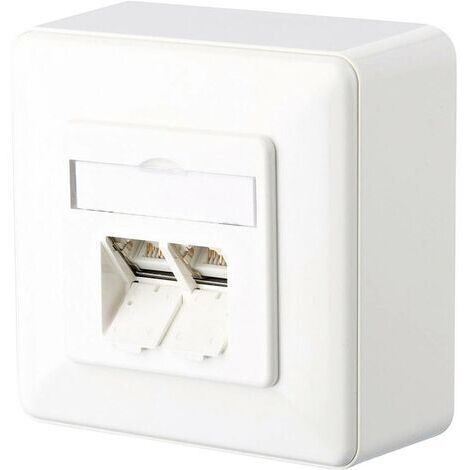Prise réseau Metz Connect 1307380002-I montage apparent (en saillie) CAT 6 2 ports blanc pur R03563