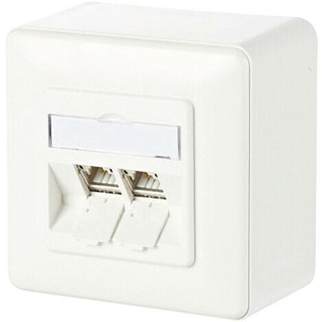Prise réseau montage apparent (en saillie) CAT 6a 2 ports Metz Connect 130B11D20002-E blanc pur R01949