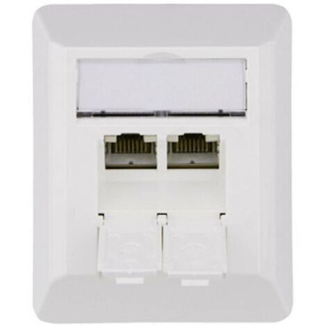 Prise réseau montage apparent (en saillie) CAT 6a 2 ports Telegärtner 100023002 blanc-alpin R68291
