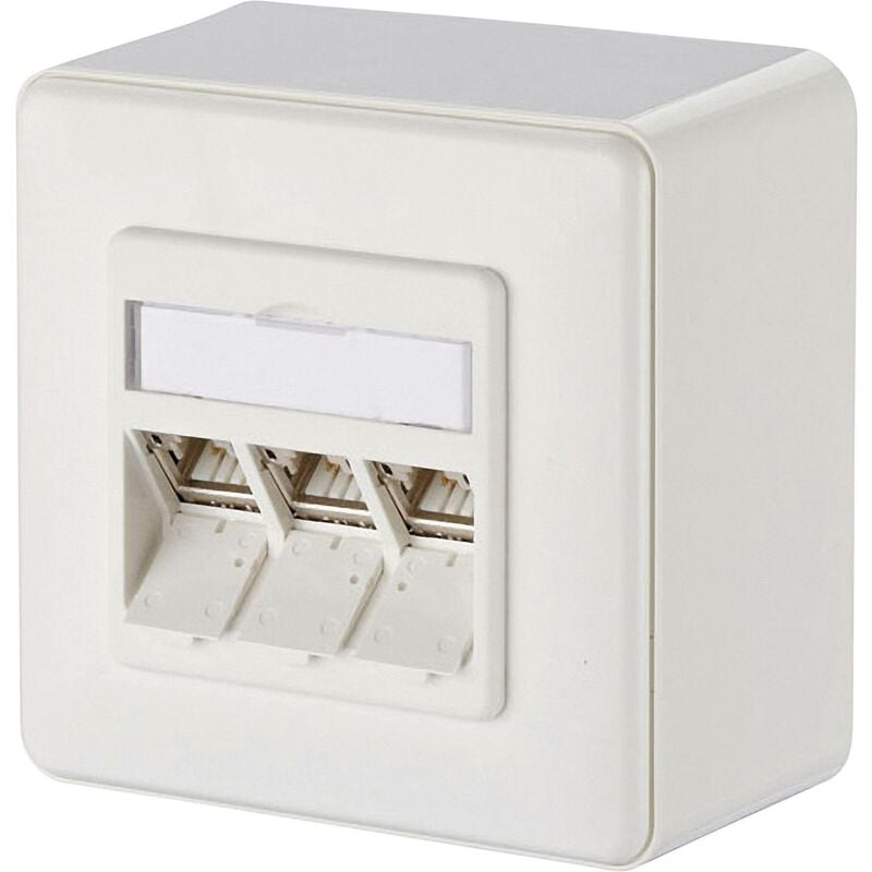 Prise réseau montage apparent (en saillie) cat 6a 3 ports Metz Connect 130B12D30002-E blanc pur R01208