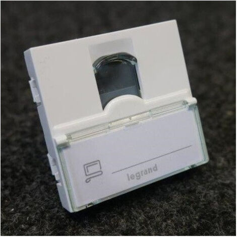 Prise réseau RJ45 blanc 1 poste 2 modules catégorie 6 UTP inclinée à 90° série Mosaic LEGRAND