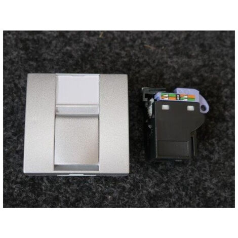 Prise reseau RJ45 Cat6 UTP couleur aluminium porte-etiquette + volet 45x45mm S-one ALTIRA
