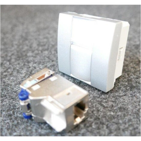 Prise reseau RJ45 Cat6A FTP couleur aluminium porte-etiquette + volet 45x45mm S-one ALTIRA