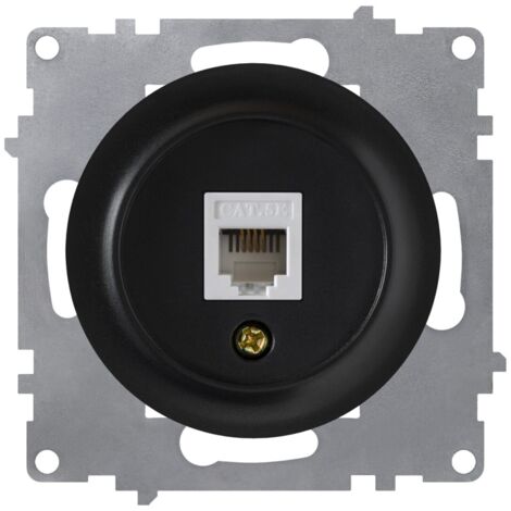 Prise réseau RJ45, prise réseau 1xRJ45, CAT5e - encastrée, sans plaque de finition - noir