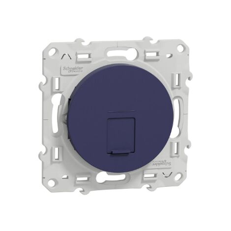 Prise RJ45 CAT5 UTP bleu cobalt grade 1 (telephone) encastré avec support (sans plaque) Odace