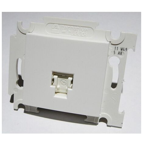 Prise RJ45 Cat5E UTP blanche 9 contacts noyau Schneider encastré fixation vis sans plaque ALTERNATIVE ELEC AE52011