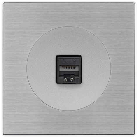 Prise RJ45 Cat6 ALU GLOSSY DOM avec plaque simple métallisée gris – Connectivité et design moderne - FONTINI