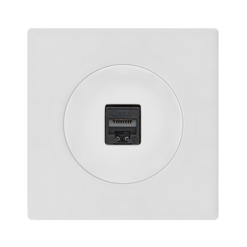 Prise RJ45 Cat6 blanc glossy dom avec plaque simple blanc – Connectivité performante et design épuré Fontini
