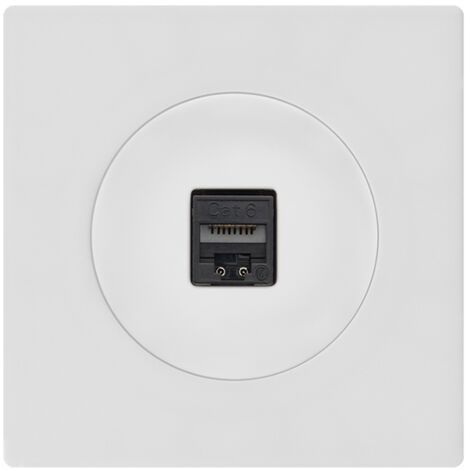Prise RJ45 Cat6 blanc glossy DOM avec plaque simple blanc – Connectivité performante et design épuré - FONTINI