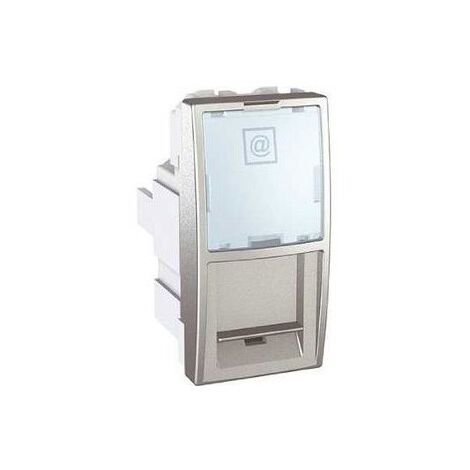 Prise RJ45 Cat6 S/FTP grade 3 aluminium pour telecomminication VDI 1 module UNICA