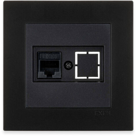 Prise RJ45 catégorie 6 noir métallisé – ensemble complet avec plaque – 253/14E EXEN