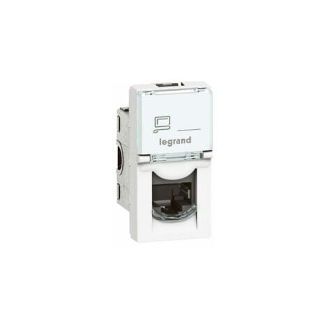 Prise RJ45 catégorie 6A STP à blindage métal - 1 module - Mosaic - Blanc - 076573 - Legrand