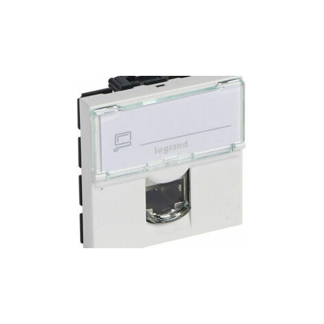 Prise RJ45 catégorie6 STP à blindage métal - 2 modules - Mosaic - Blanc - 076566 - Legrand