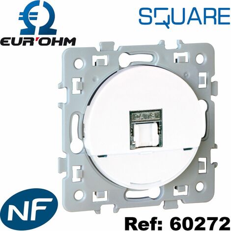 Double prise RJ45 catégorie 6 grade 3 blanche SQUARE - Mécanismes Eur'ohm  Square 